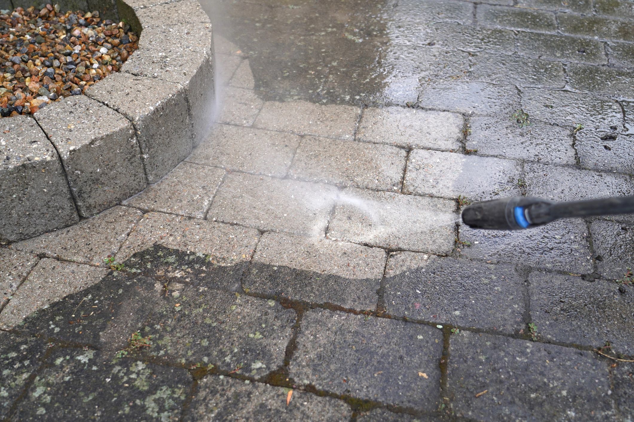 Pressure washing before and after.